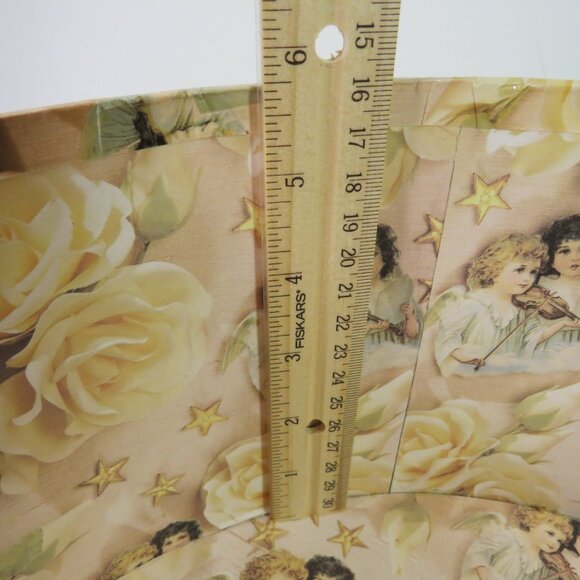 Cherub Angel Hat Box with Wired Ribbon Floral Large Bow 13" - Picture 10 of 11